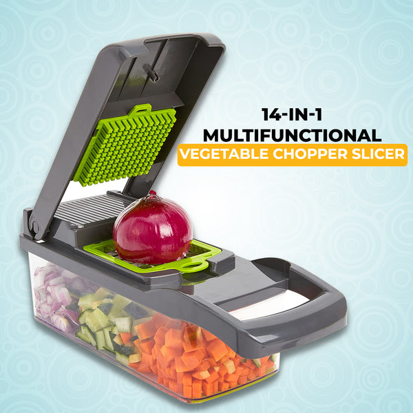 14-in-1 Multifunctional Vegetable Chopper Slicer Shredder with Basket